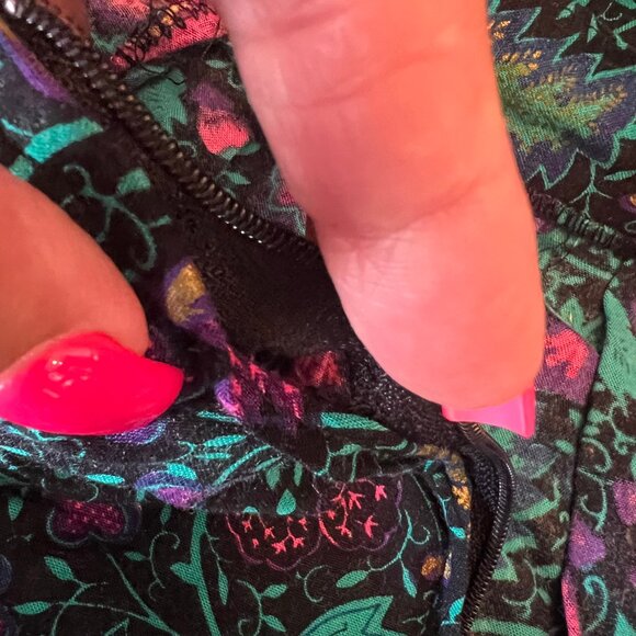 Synari Vintage 90's Green & Purple Floral Midi Skirt< Size Small - Picture 6 of 10